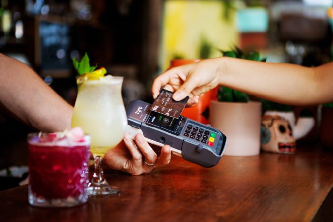Contactless payment on Tyro EFTPOS in a bar